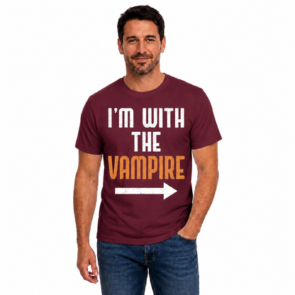 Im With The Vampire Shirt Funny Halloween Matching Couple Graphic Tee Gothic Horror Gift