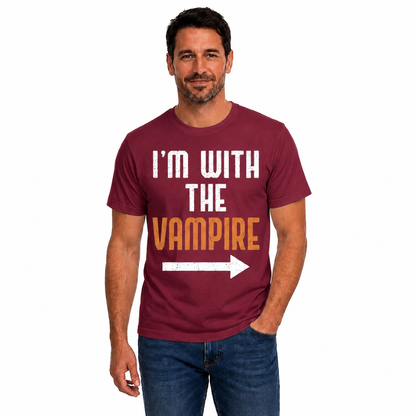 Im With The Vampire Shirt Funny Halloween Matching Couple Graphic Tee Gothic Horror Gift