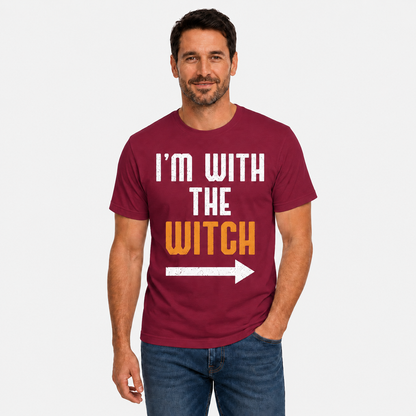 Im With The Witch Shirt Funny Halloween Matching Couple Graphic Tee Spooky Gift