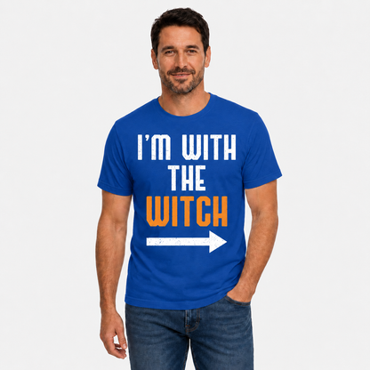Im With The Witch Shirt Funny Halloween Matching Couple Graphic Tee Spooky Gift