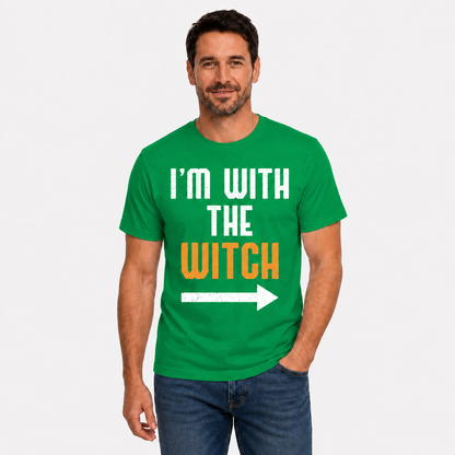 Im With The Witch Shirt Funny Halloween Matching Couple Graphic Tee Spooky Gift