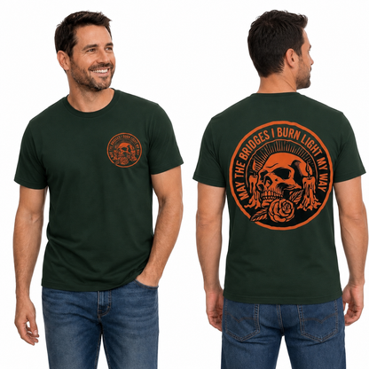 May The Bridges I Burn Light My Way Shirt Gothic Skull Halloween Graphic Tee Dark Aesthetic Gift