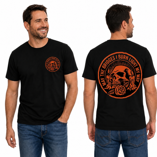 May The Bridges I Burn Light My Way Shirt Gothic Skull Halloween Graphic Tee Dark Aesthetic Gift