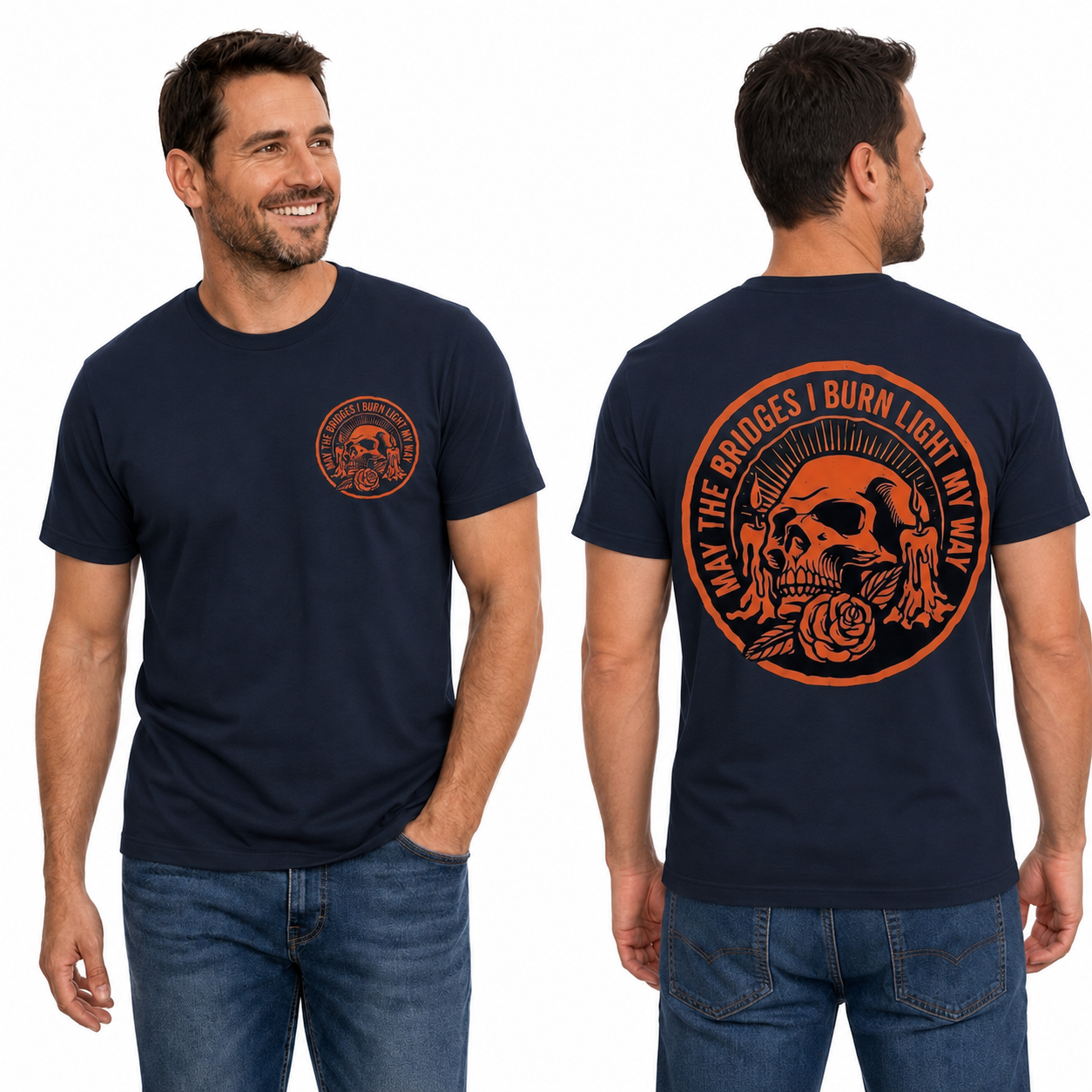 May The Bridges I Burn Light My Way Shirt Gothic Skull Halloween Graphic Tee Dark Aesthetic Gift