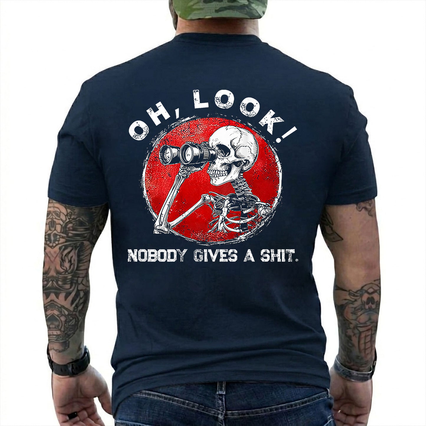 Oh Look Nobody Gives A Shit Shirt Funny Skeleton Sarcastic Graphic Tee Gift For Adults