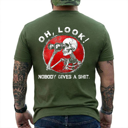 Oh Look Nobody Gives A Shit Shirt Funny Skeleton Sarcastic Graphic Tee Gift For Adults