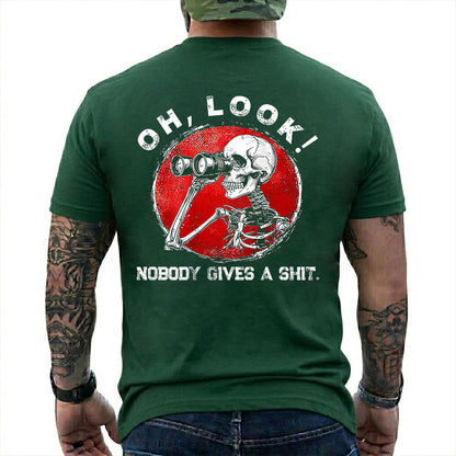 Oh Look Nobody Gives A Shit Shirt Funny Skeleton Sarcastic Graphic Tee Gift For Adults
