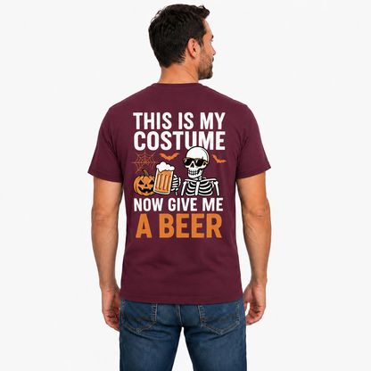 This Is My Costume Now Give Me A Beer Shirt Funny Skeleton Halloween Graphic Tee Beer Lover Gift