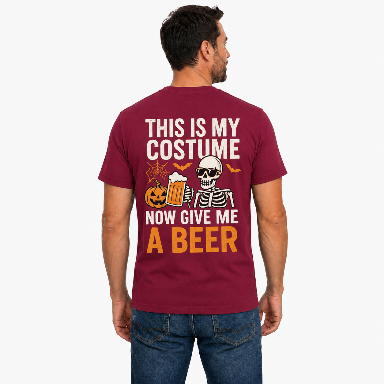 This Is My Costume Now Give Me A Beer Shirt Funny Skeleton Halloween Graphic Tee Beer Lover Gift