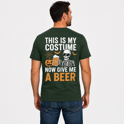 This Is My Costume Now Give Me A Beer Shirt Funny Skeleton Halloween Graphic Tee Beer Lover Gift