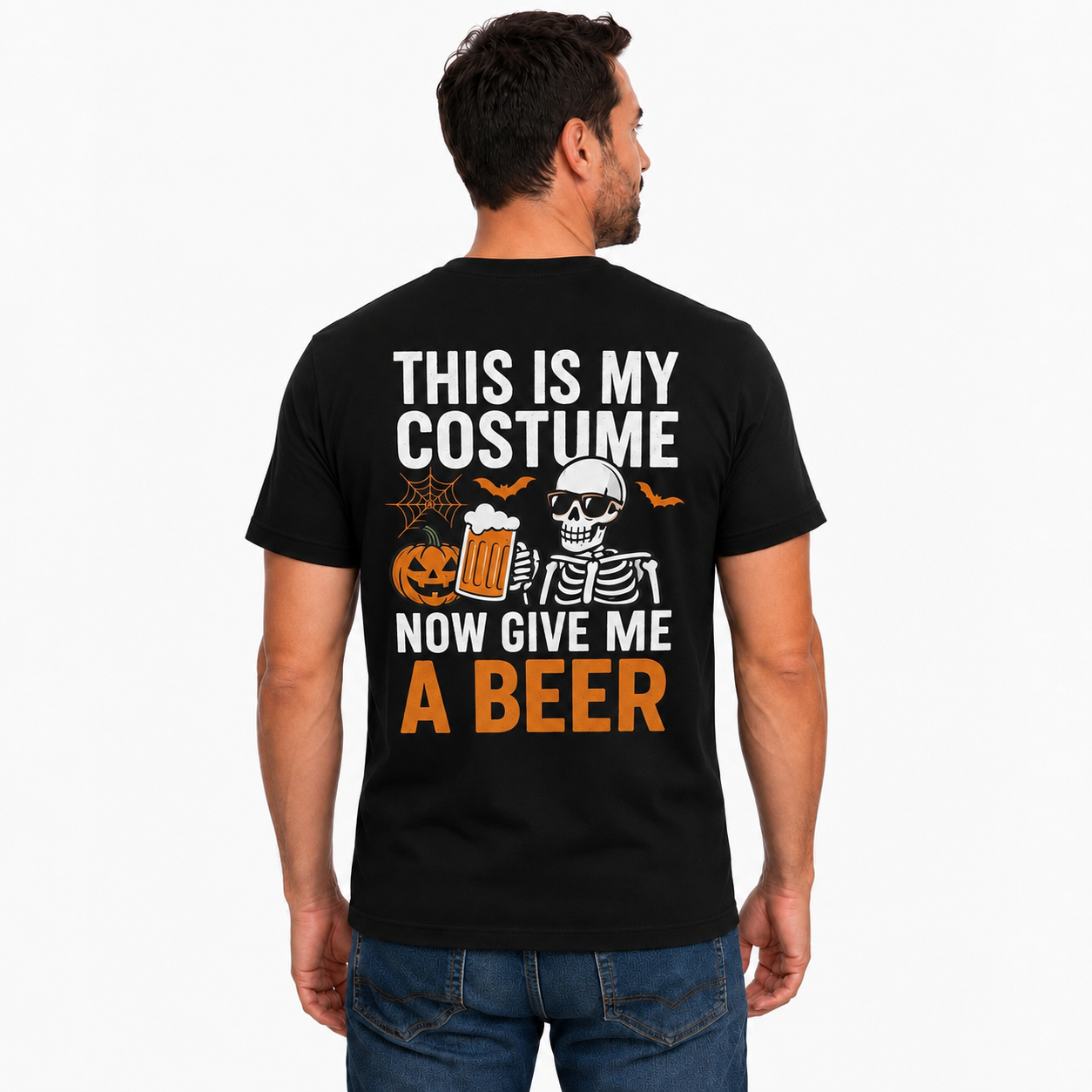 This Is My Costume Now Give Me A Beer Shirt Funny Skeleton Halloween Graphic Tee Beer Lover Gift