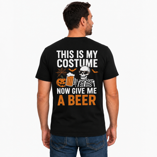 This Is My Costume Now Give Me A Beer Shirt Funny Skeleton Halloween Graphic Tee Beer Lover Gift