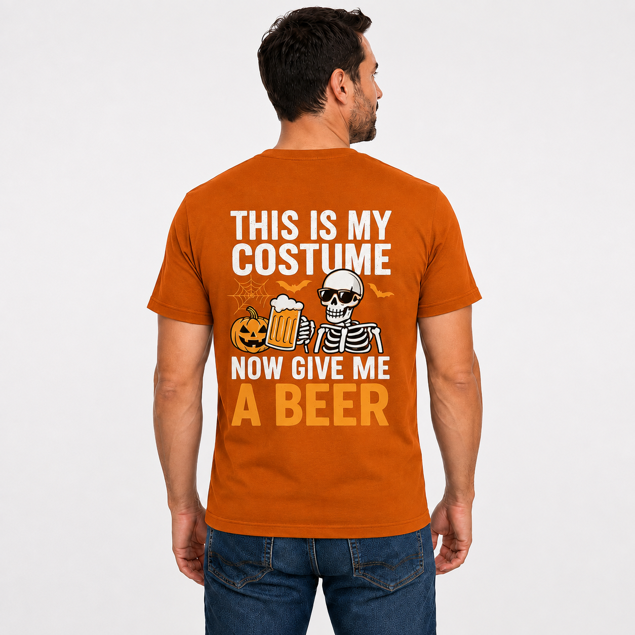 This Is My Costume Now Give Me A Beer Shirt Funny Skeleton Halloween Graphic Tee Beer Lover Gift
