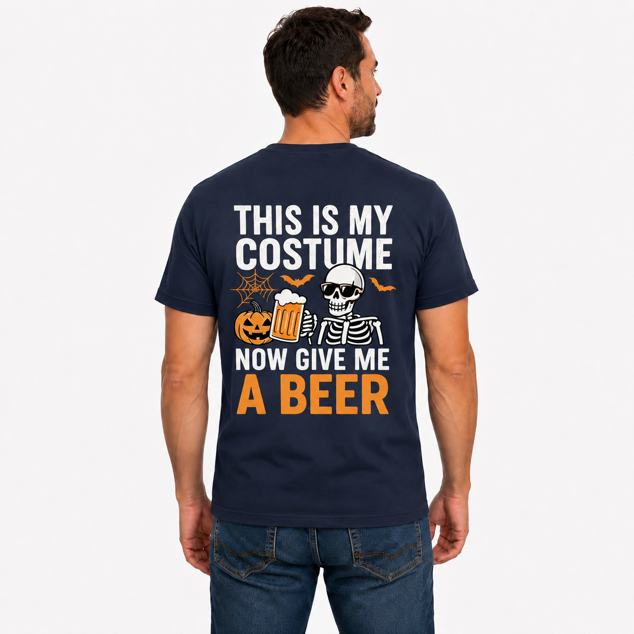 This Is My Costume Now Give Me A Beer Shirt Funny Skeleton Halloween Graphic Tee Beer Lover Gift