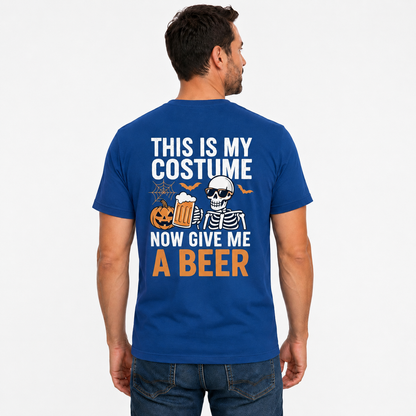 This Is My Costume Now Give Me A Beer Shirt Funny Skeleton Halloween Graphic Tee Beer Lover Gift