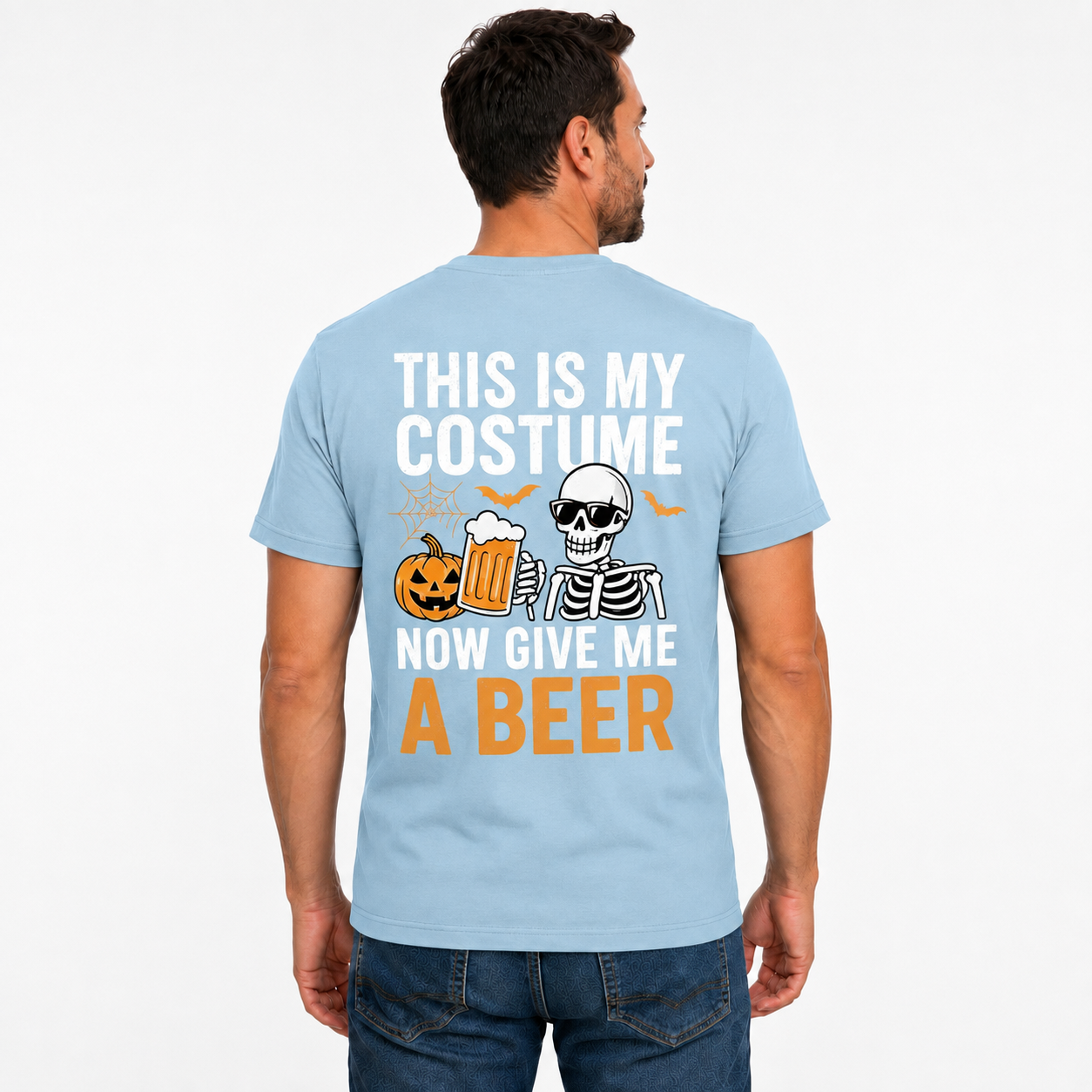 This Is My Costume Now Give Me A Beer Shirt Funny Skeleton Halloween Graphic Tee Beer Lover Gift