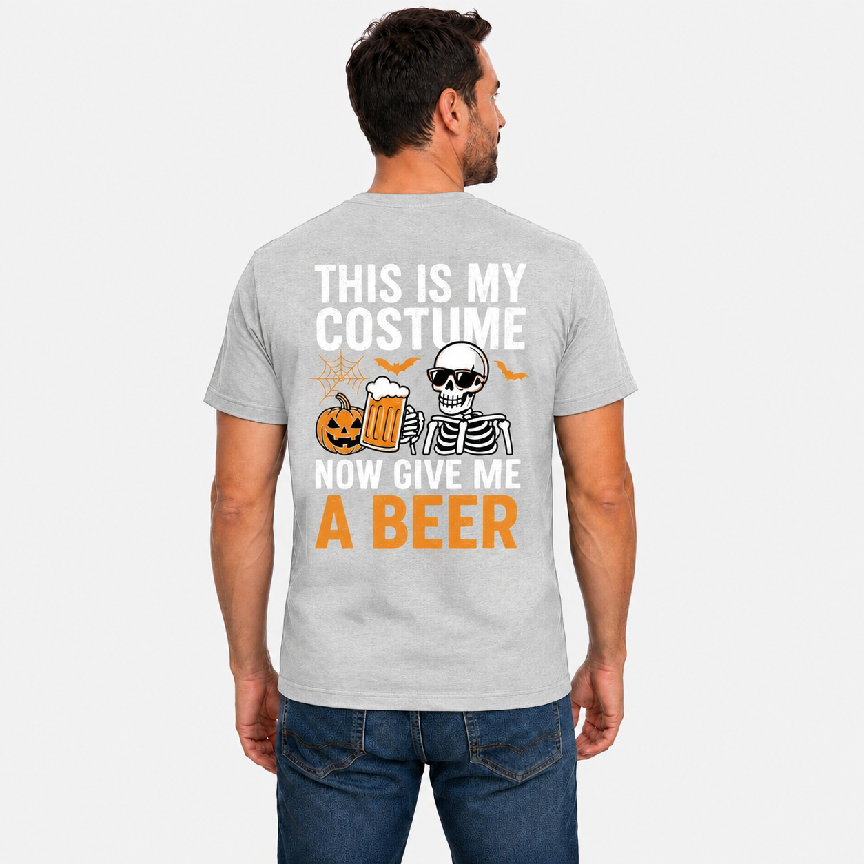 This Is My Costume Now Give Me A Beer Shirt Funny Skeleton Halloween Graphic Tee Beer Lover Gift