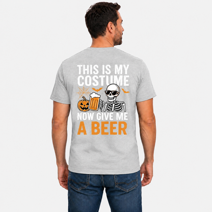 This Is My Costume Now Give Me A Beer Shirt Funny Skeleton Halloween Graphic Tee Beer Lover Gift