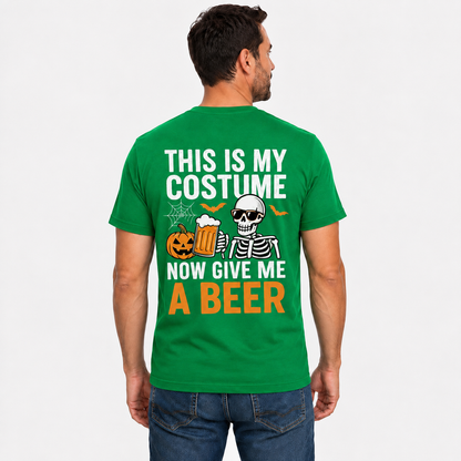 This Is My Costume Now Give Me A Beer Shirt Funny Skeleton Halloween Graphic Tee Beer Lover Gift