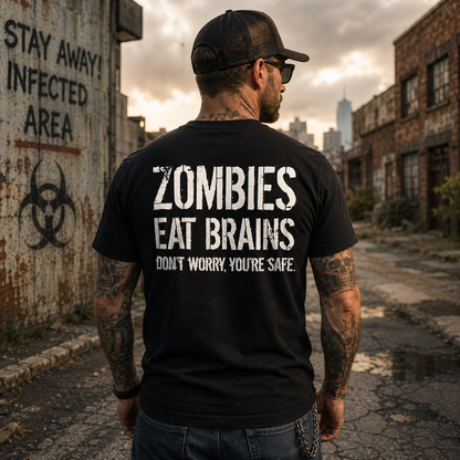 Zombies Eat Brains Shirt Funny Zombie Halloween Graphic Tee Horror Costume Gift For Adults