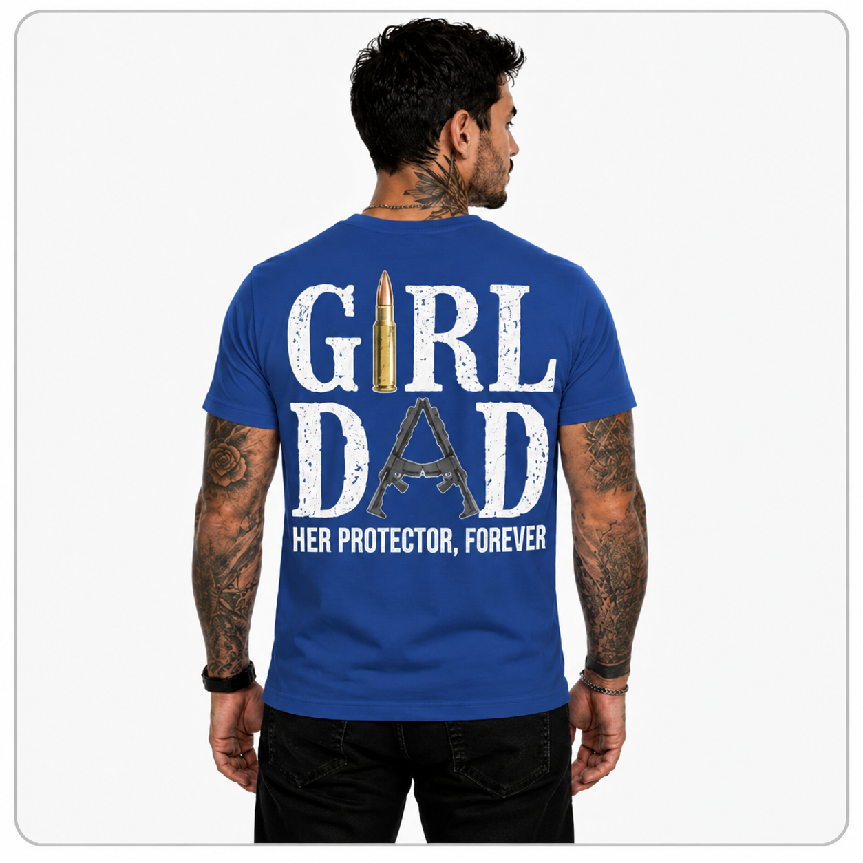 Girl Dad Shirt Her Protector Forever Graphic Tee Proud Father Daughter Gift