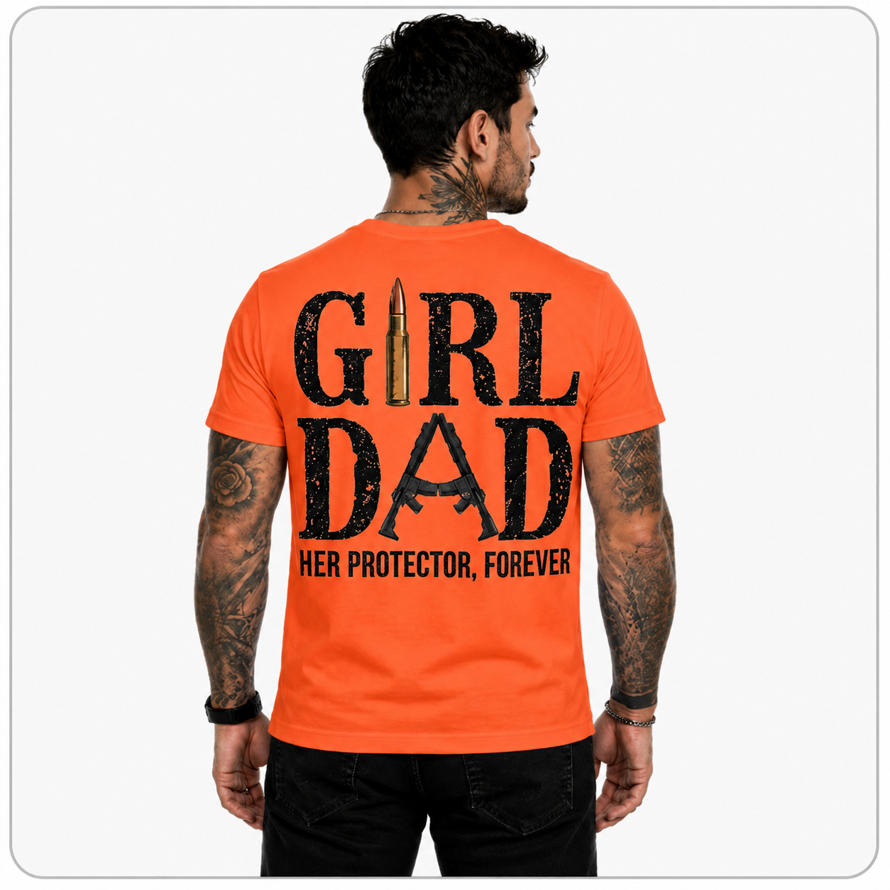Girl Dad Shirt Her Protector Forever Graphic Tee Proud Father Daughter Gift