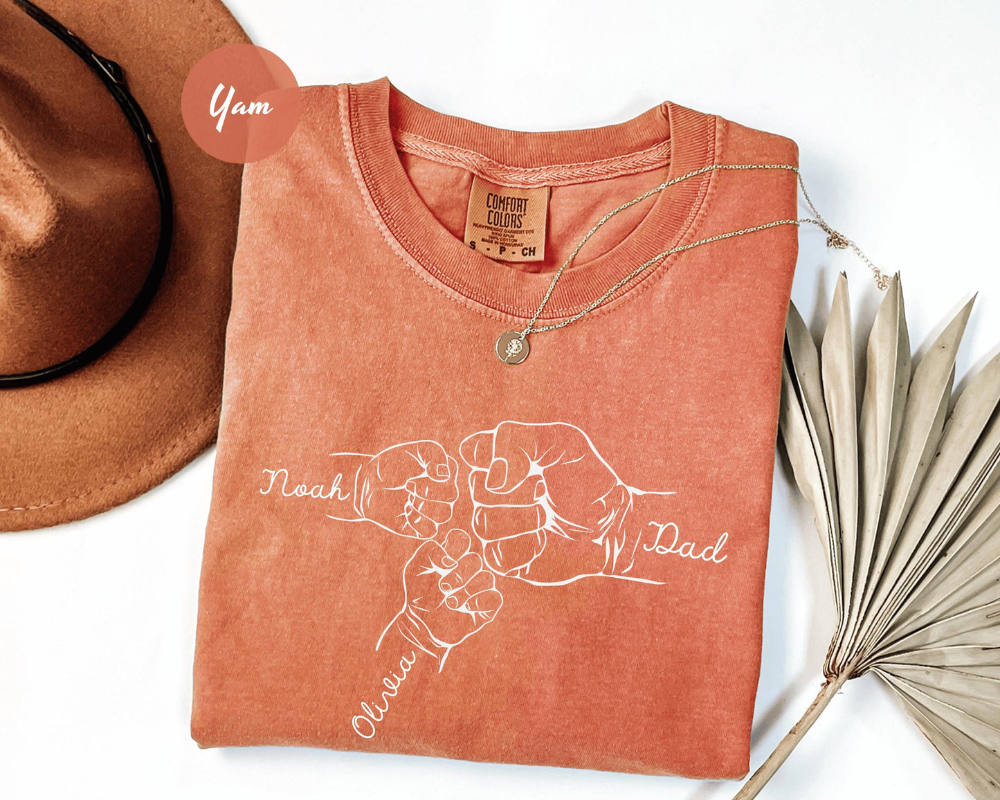 Comfort Colors® Custom Fist Bump Dad Shirt, Father's Day Gift, New Dad Gift, Dad Shirt With Kids Names, Papa Hand with Kid Name, Fist Dad
