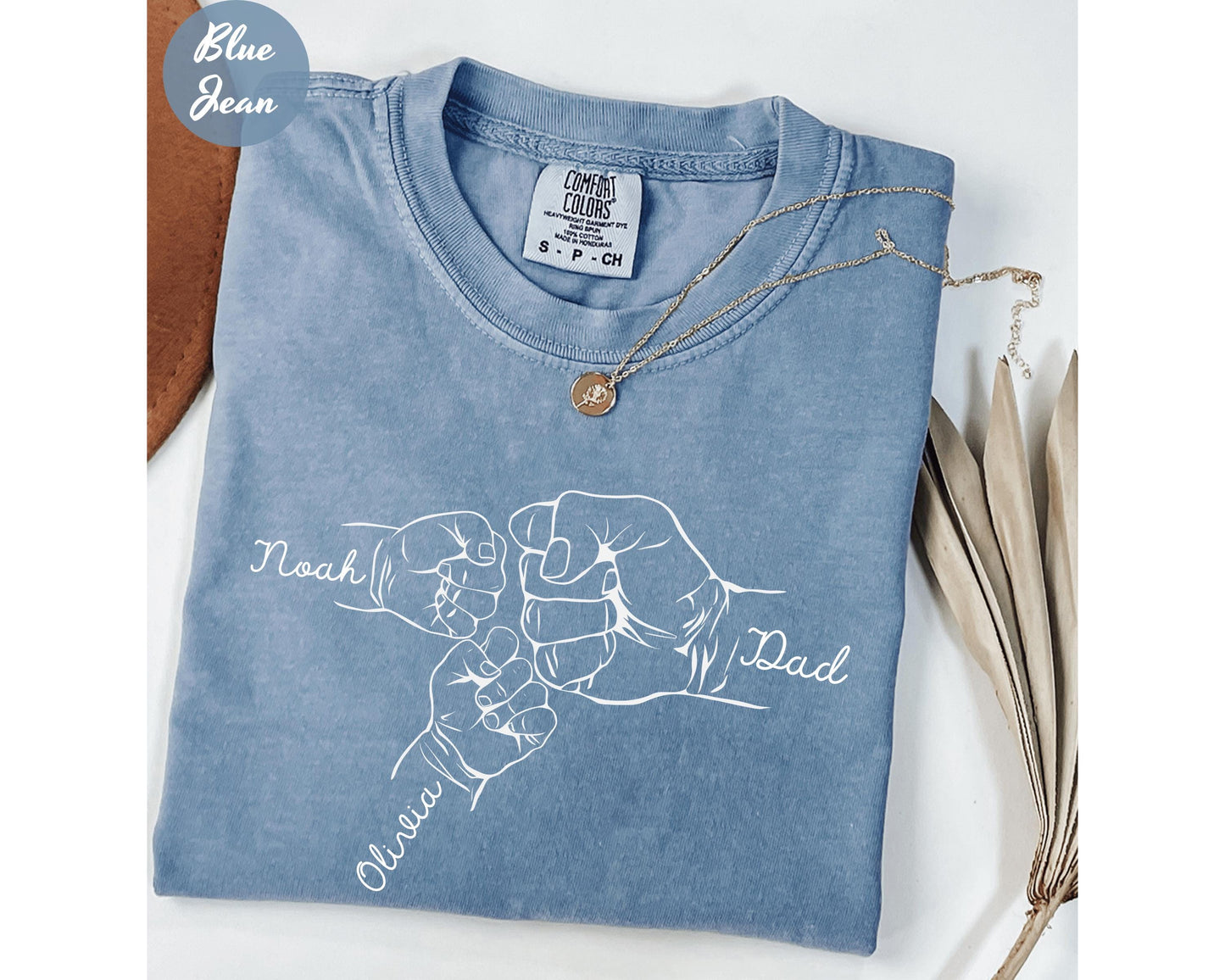Comfort Colors® Custom Fist Bump Dad Shirt, Father's Day Gift, New Dad Gift, Dad Shirt With Kids Names, Papa Hand with Kid Name, Fist Dad