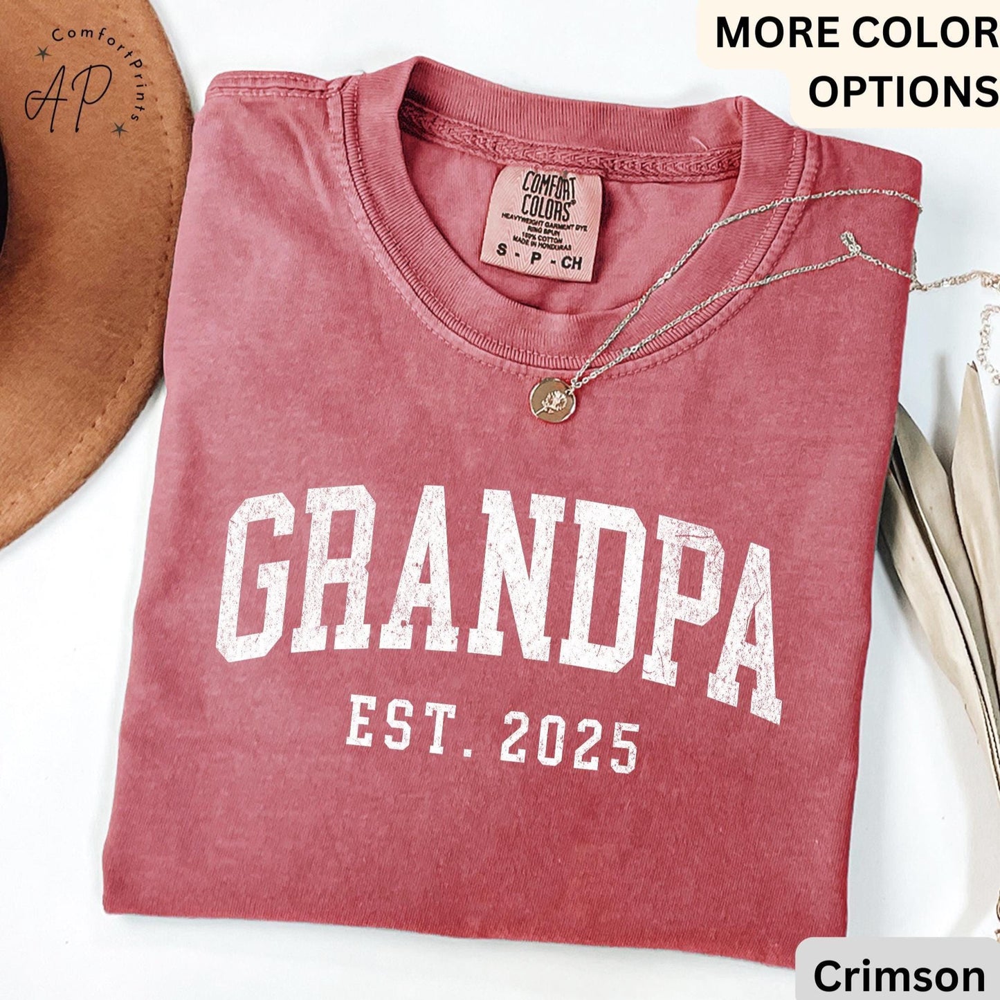 Grandpa Est Comfort Colors® T-Shirt, Personalized Grandpa Shirt, Pregnancy Announcement Grandfather Tee, Gift for Fathers Day
