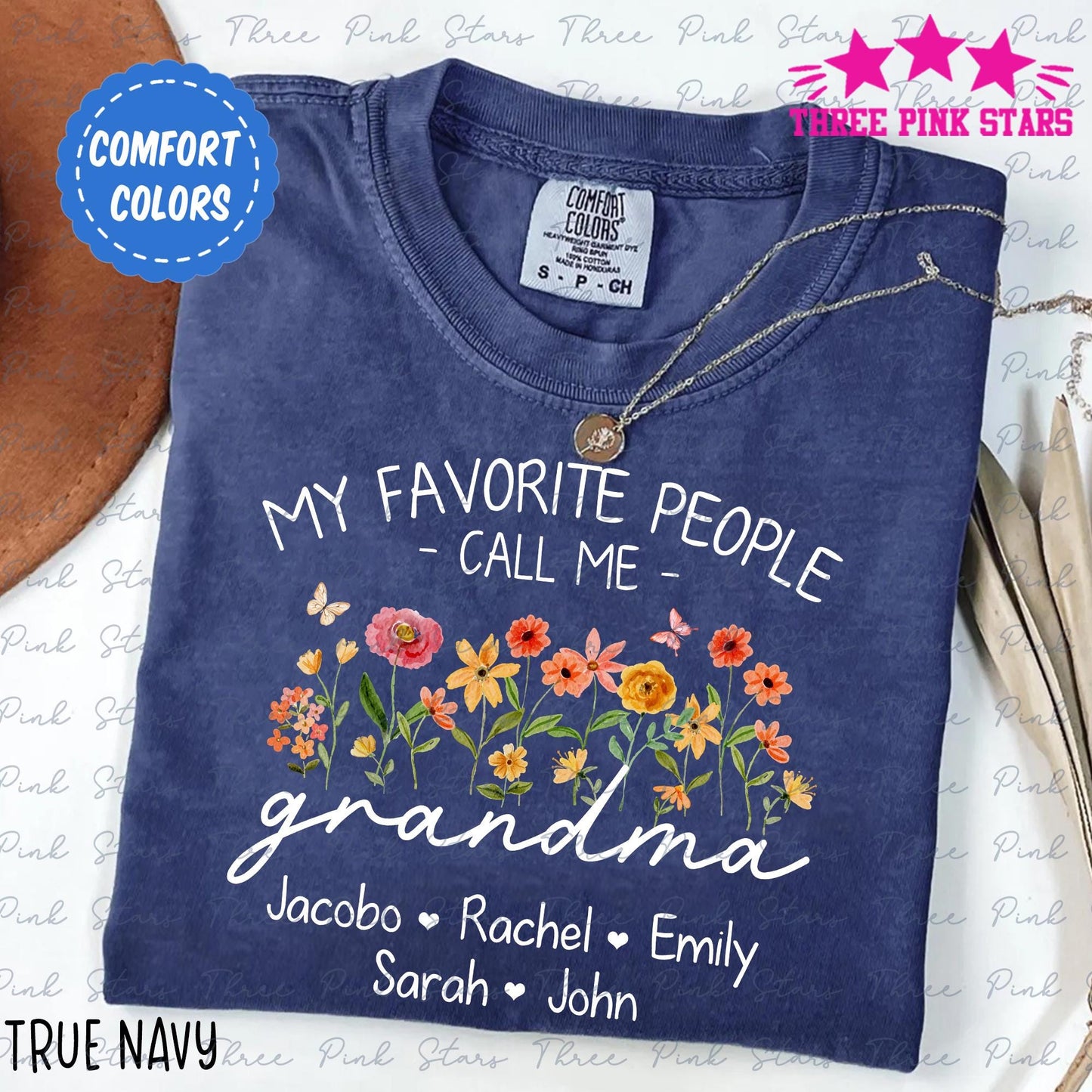 Personalized Grandma Comfort Colors Shirt, Custom Grandma With Kids Names Shirt, My Favorite People Call Me Grandma Gift E8531