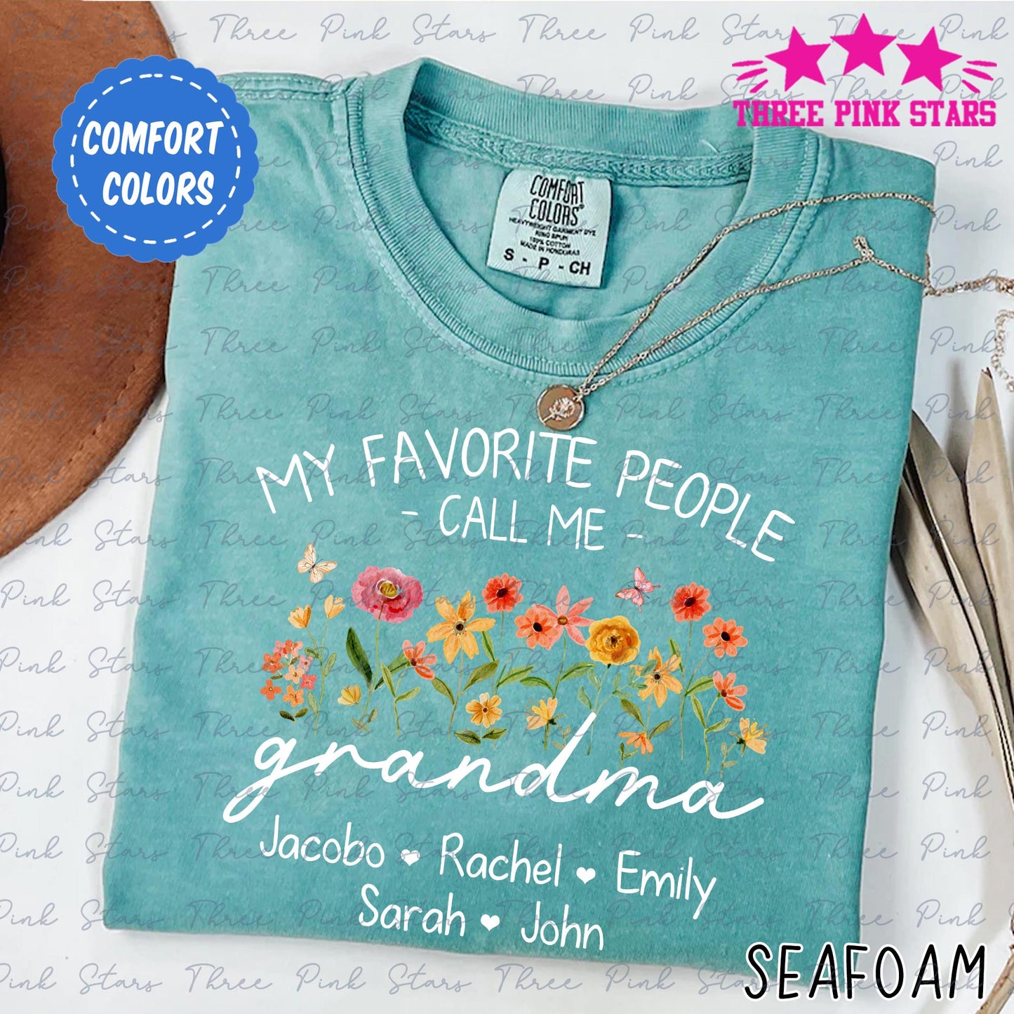 Personalized Grandma Comfort Colors Shirt, Custom Grandma With Kids Names Shirt, My Favorite People Call Me Grandma Gift E8531