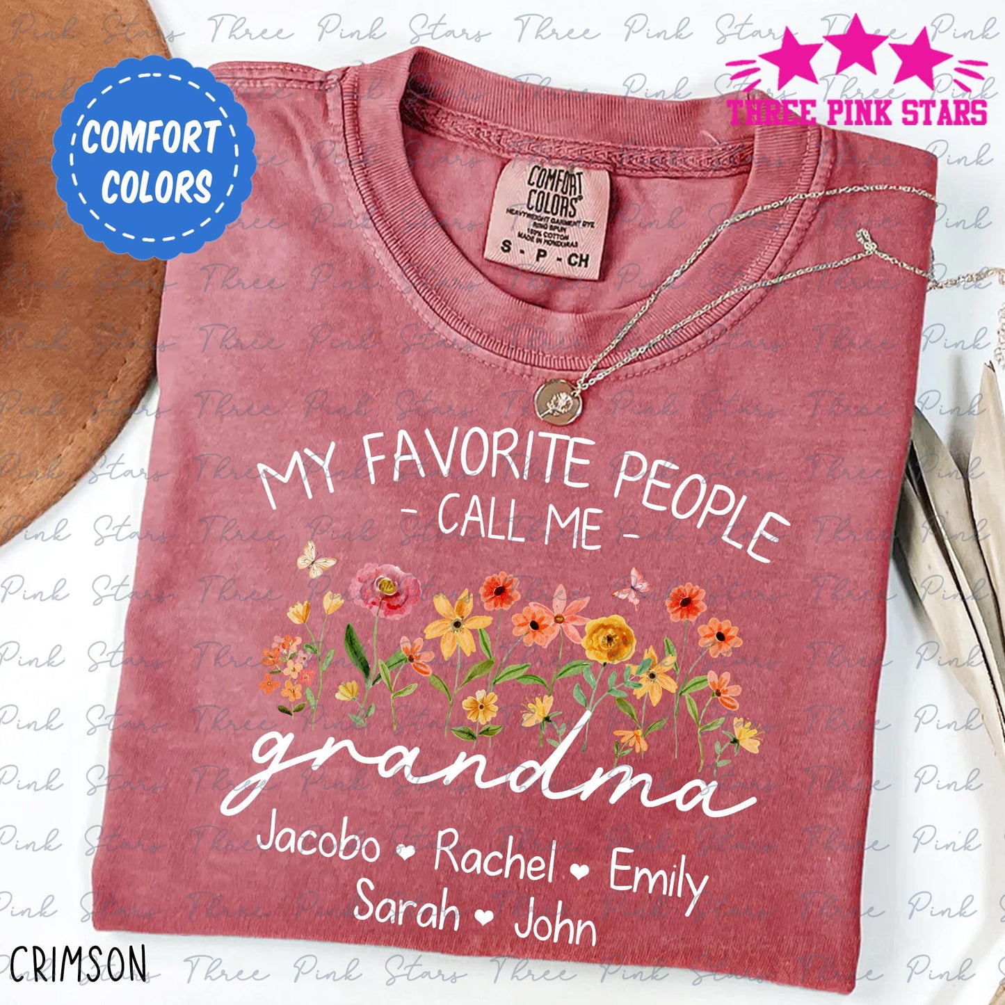Personalized Grandma Comfort Colors Shirt, Custom Grandma With Kids Names Shirt, My Favorite People Call Me Grandma Gift E8531