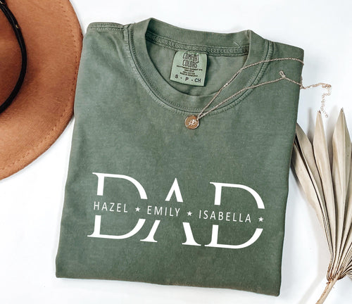 Personalized Comfort Colors® Dad Shirt With Kids Names, Make Your Own Fathers Day Shirt, Custom New Dad T-shirt, Pregnancy Reveal Present