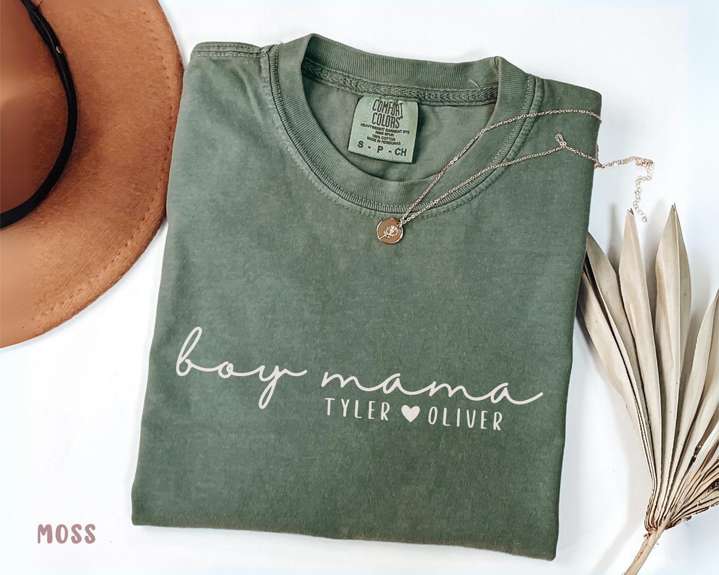Comfort Colors® Boy Mama Shirt, Personalized Mom Of Boys Tee, Custom Mothers Day Gift For Boy Mom Minimalist Script