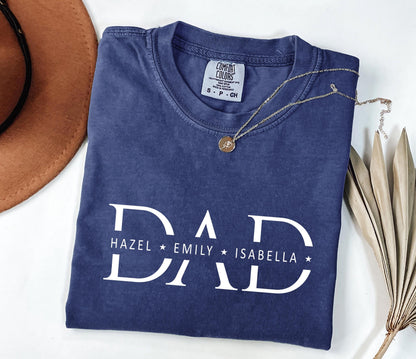 Personalized Comfort Colors® Dad Shirt With Kids Names, Make Your Own Fathers Day Shirt, Custom New Dad T-shirt, Pregnancy Reveal Present