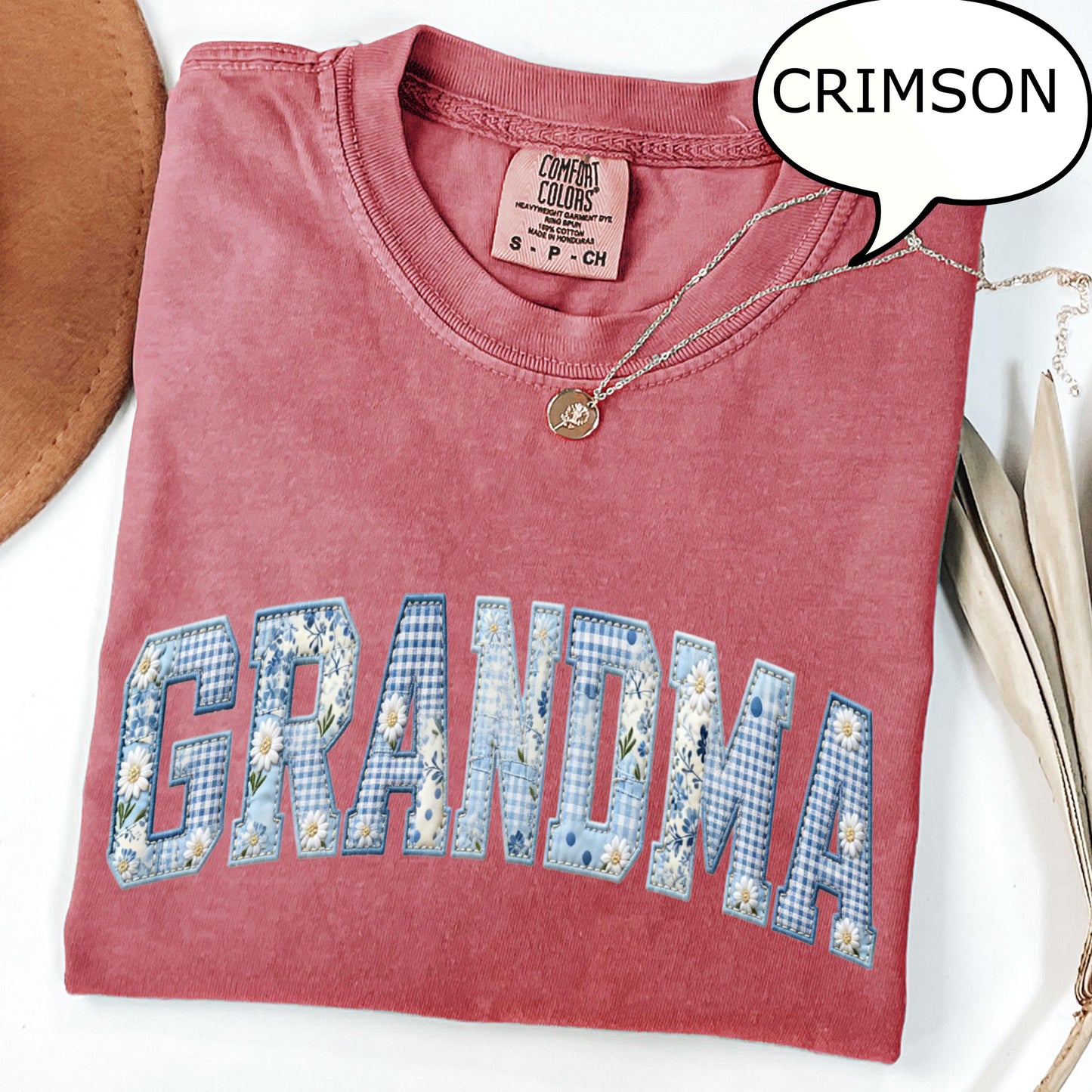 Comfort Colors® Grandma T-Shirt, Faux Patchwork Floral Daisy Print