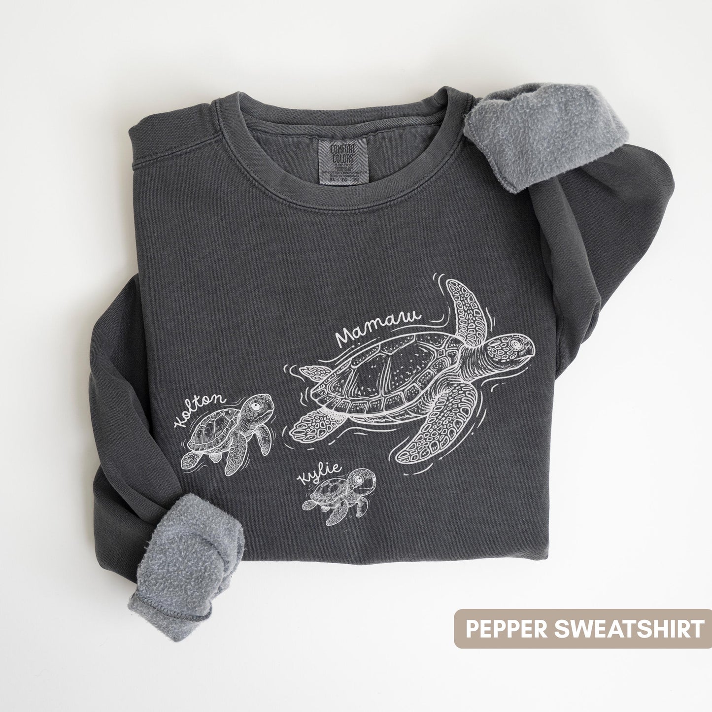 Personalized Grandma Turtle Sweatshirt Comfort Colors®, Custom Sea Turtle Shirt With Kids Names, Mothers Day Gift For Grandma Family Gift