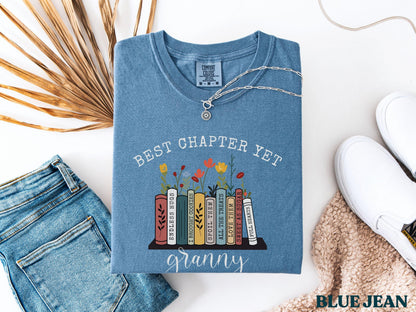 The Best Chapter Yet Grandma Announcement Shirt Personalized Grandma Mothers Day Gift Comfort Colors Grandma Gift for Grandma Book Lover