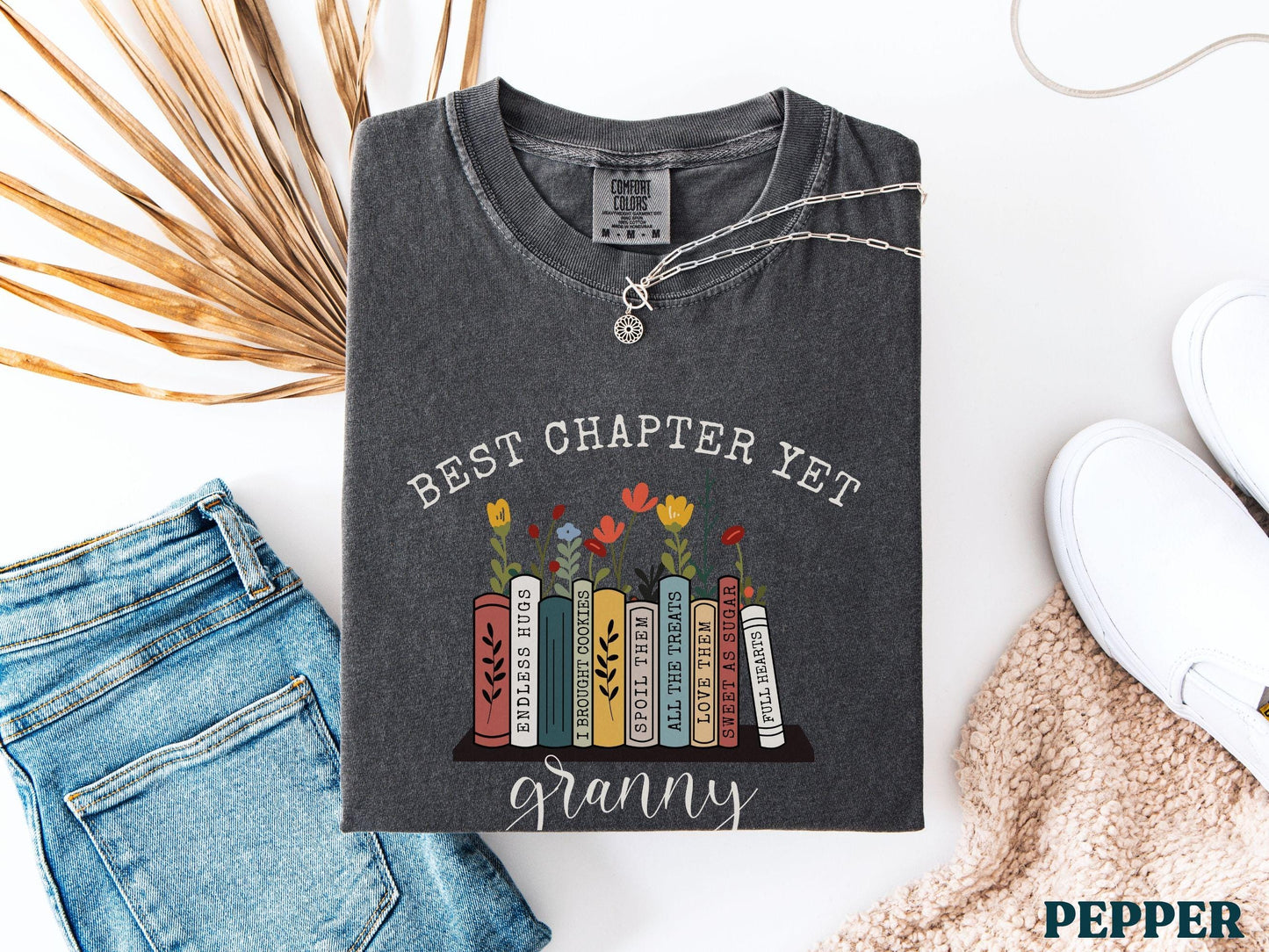 The Best Chapter Yet Grandma Announcement Shirt Personalized Grandma Mothers Day Gift Comfort Colors Grandma Gift for Grandma Book Lover