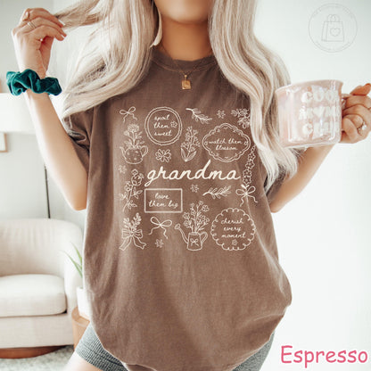 Comfort Colors® Floral Grandma Shirt, Mothers Day Gift for Grandmother, Cute Grandma Tee