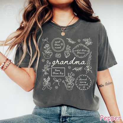 Comfort Colors® Floral Grandma Shirt, Mothers Day Gift for Grandmother, Cute Grandma Tee