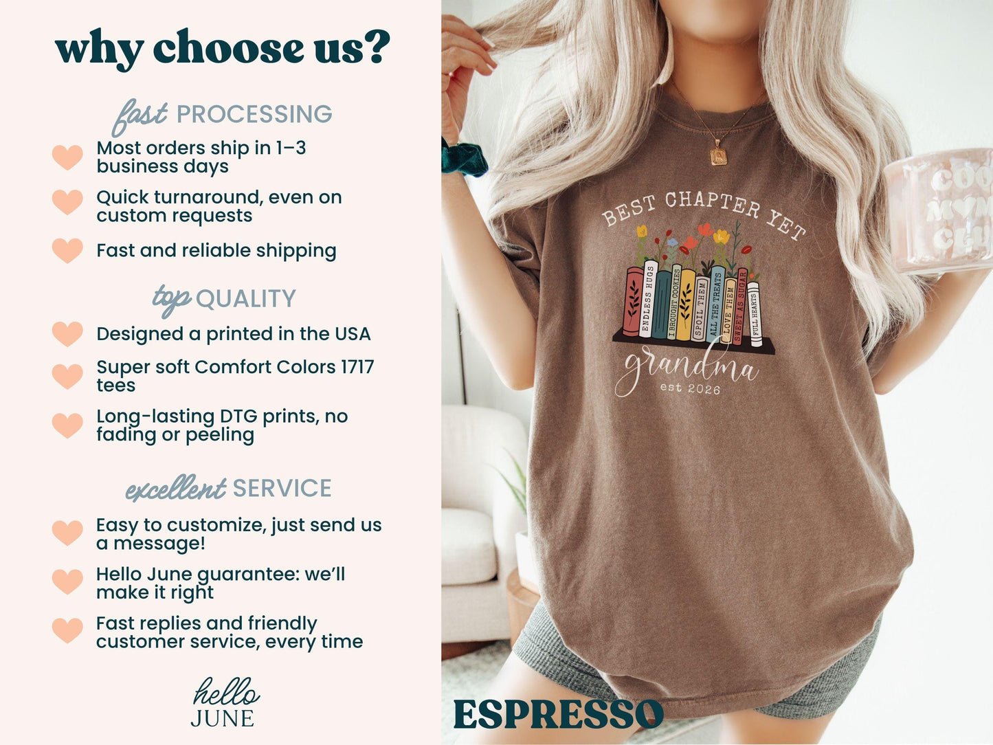 The Best Chapter Yet Grandma Announcement Shirt Personalized Grandma Mothers Day Gift Comfort Colors Grandma Gift for Grandma Book Lover