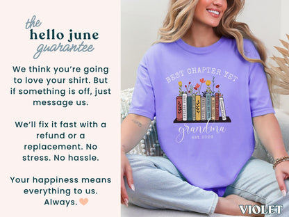 The Best Chapter Yet Grandma Announcement Shirt Personalized Grandma Mothers Day Gift Comfort Colors Grandma Gift for Grandma Book Lover