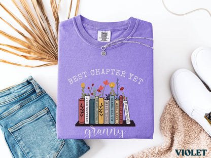 The Best Chapter Yet Grandma Announcement Shirt Personalized Grandma Mothers Day Gift Comfort Colors Grandma Gift for Grandma Book Lover