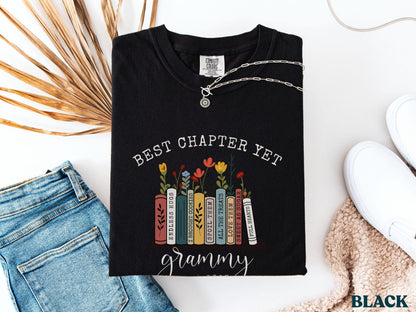 The Best Chapter Yet Grandma Announcement Shirt Personalized Grandma Mothers Day Gift Comfort Colors Grandma Gift for Grandma Book Lover