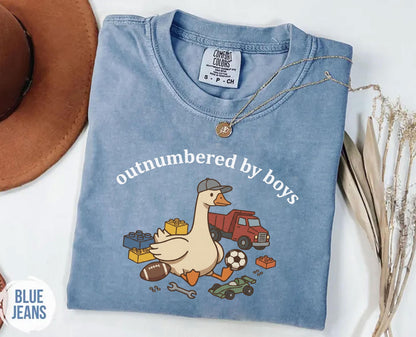 Funny Boy Mom Shirt, Outnumbered By Boys, Silly Goose Tee, Mothers Day Gift, Mom Of Boys Top, Comfort Colors Apparel, Chaotic Motherhood