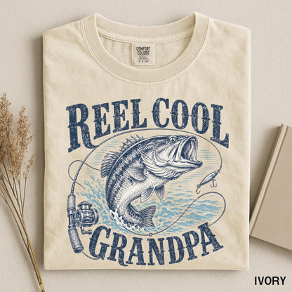Reel Cool Grandpa Shirt, Bass Fishing Gifts for Grandpa, Vintage Fisherman Comfort Colors Tee