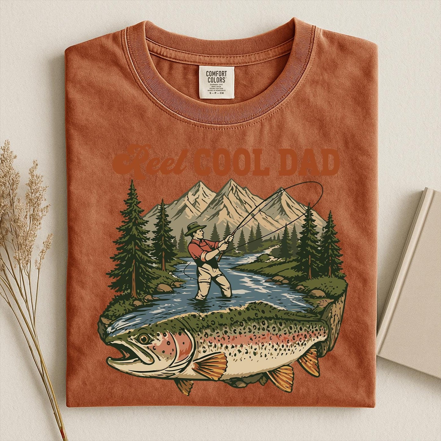 Comfort Colors Reel Cool Dad Shirt,Funny Fishing Dad Shirt, Reel Cool Dad Graphic Tee,  Vintage Dad Day T-shirt