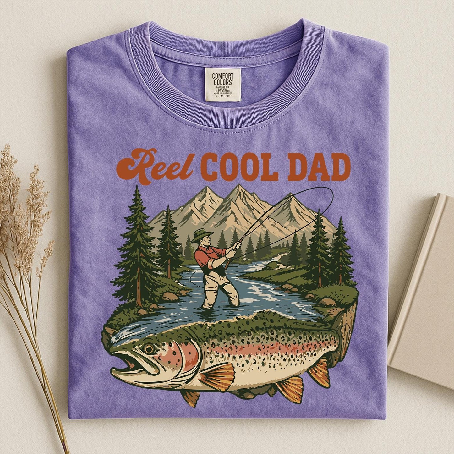 Comfort Colors Reel Cool Dad Shirt,Funny Fishing Dad Shirt, Reel Cool Dad Graphic Tee,  Vintage Dad Day T-shirt