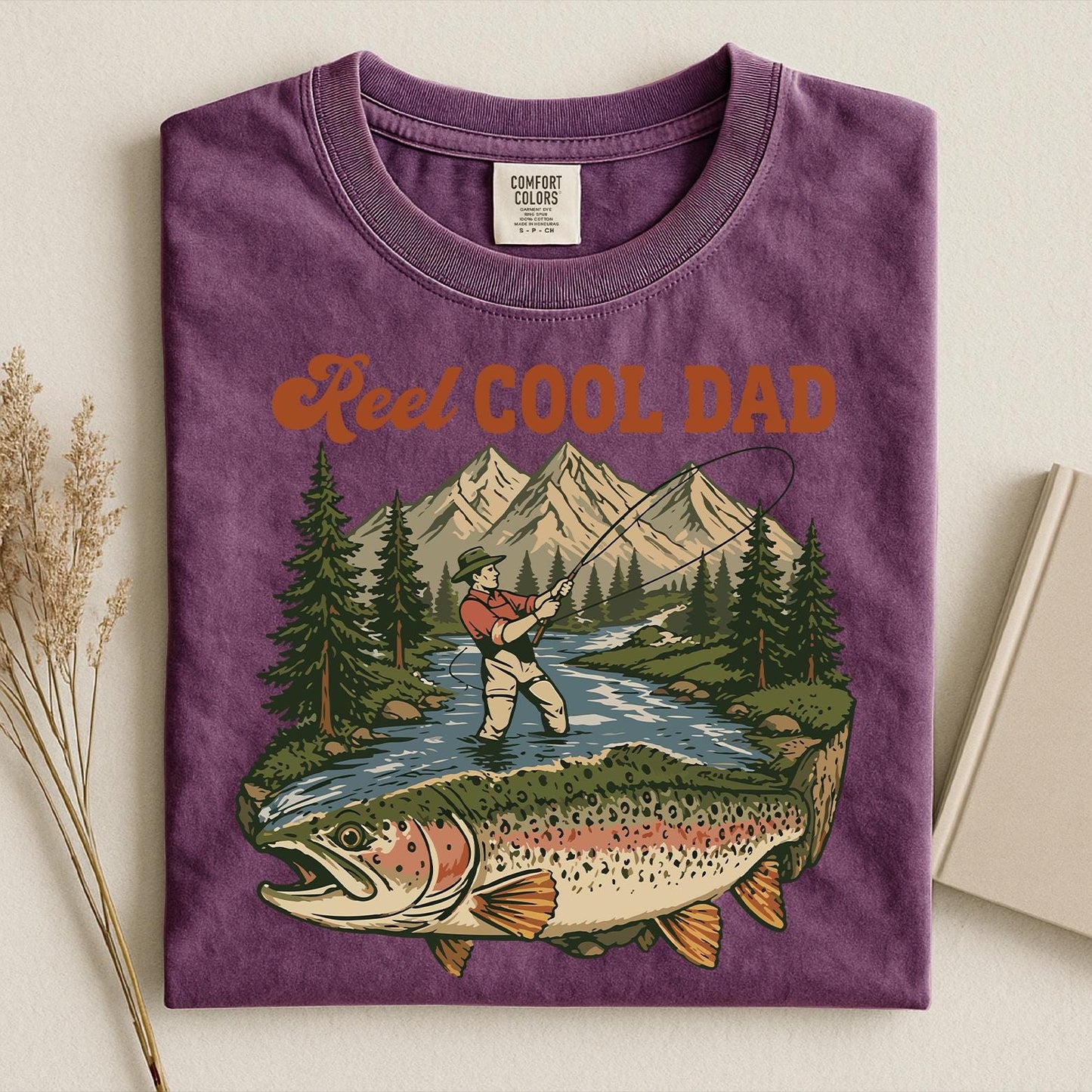 Comfort Colors Reel Cool Dad Shirt,Funny Fishing Dad Shirt, Reel Cool Dad Graphic Tee,  Vintage Dad Day T-shirt